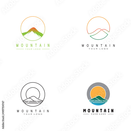 Sun Mountain Logo Icon Design – stock illustration