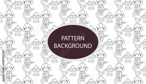 Line art hydrant, fire fighter element doodles. Vector baby illustration in scandinavian simple hand-drawn style. The limited palette is ideal for printing on kids clothes, digital paper. pattern