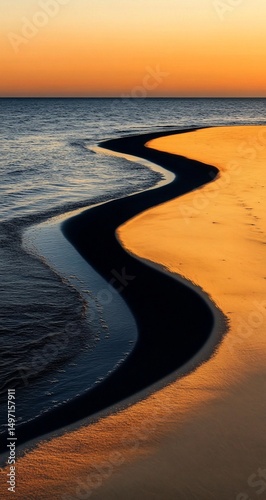 Sunset Beach Creek with Water Flow.