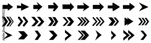 Collection of arrow icon. Black arrows directional arrow vector icon on white background, Vector illustration.