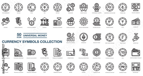 A collection of currency symbols. The collection includes coins, banknotes, and other financial symbols. The blue color of the symbols gives a sense of stability and trustworthiness