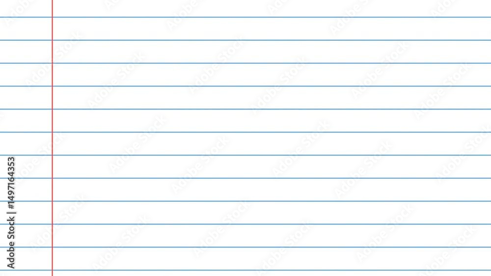 Animation Blue line paper, blue checkered paper texture, paper sheet, lined note paper.Background seamless loop animation