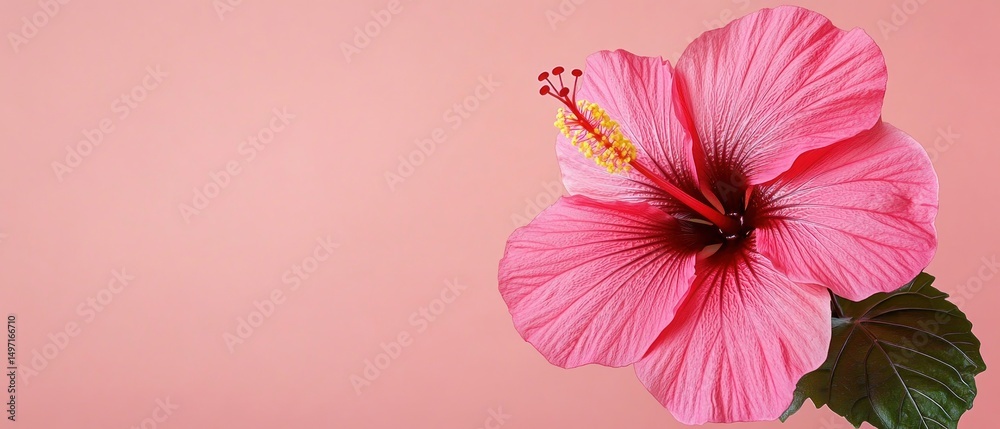 Beautiful pink hibiscus flower close up