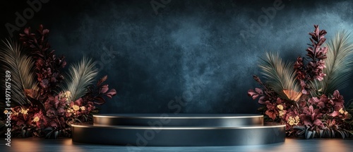 Dark teal floral arrangement background