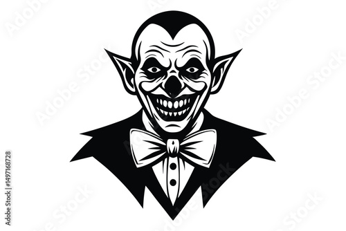 A gothic black and white skull with wings, a symbol of death and danger, ideal for tattoo or halloween design