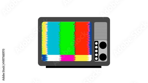 Animation Old television icon with No Signal Retro TV Sign