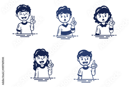 line art of people for teaching in class and learning  vector set4