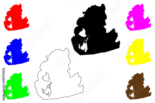 Udaipur city (Republic of India, State of Rajasthan) map vector illustration, scribble sketch Udaipur map