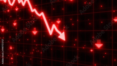 Stock Market Crash of Red Arrow Graph Going Down