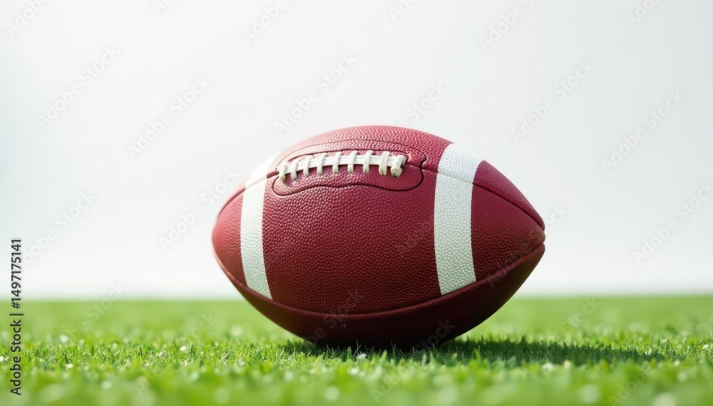 Perfectly centered football, pristine white backdrop, background texture, photography, sport Perfectly centered football, pristine white backdrop, background texture, photography, sport