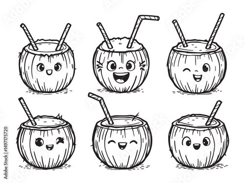 Coconut Beverage Line Sketch