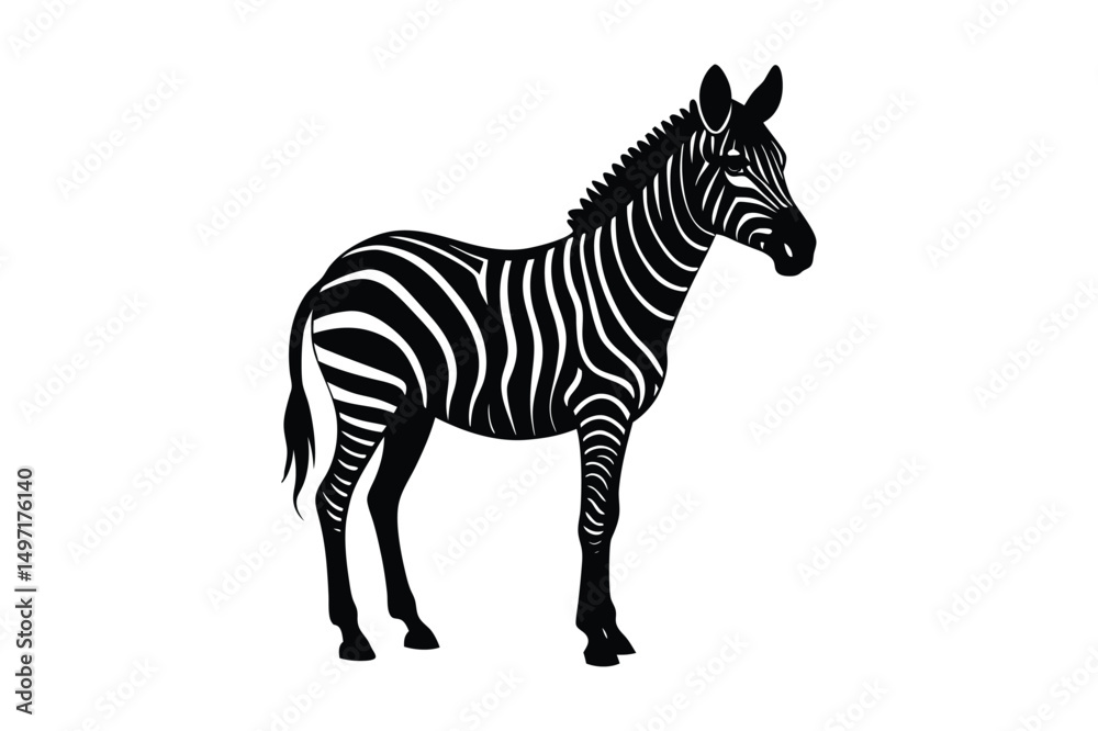 Obraz premium Zebra Silhouette Vector Art – Wildlife Animal Graphic in Black & White