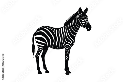 Zebra Silhouette Vector Art – Wildlife Animal Graphic in Black & White