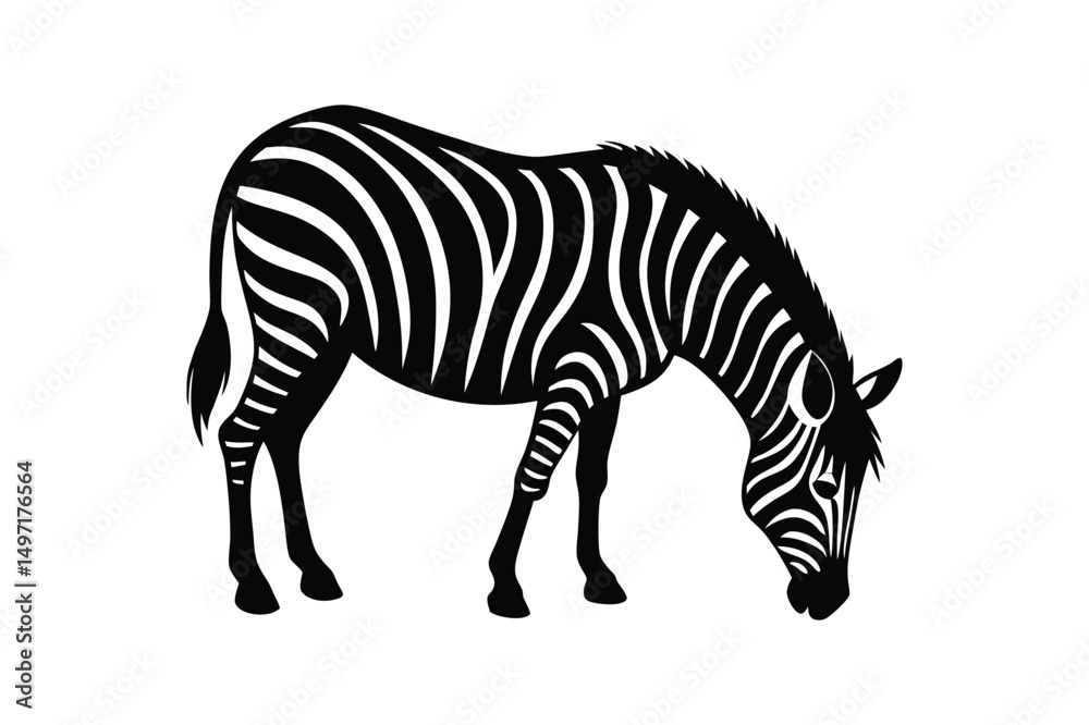 Obraz premium Zebra Silhouette Vector Art – Wildlife Animal Graphic in Black & White