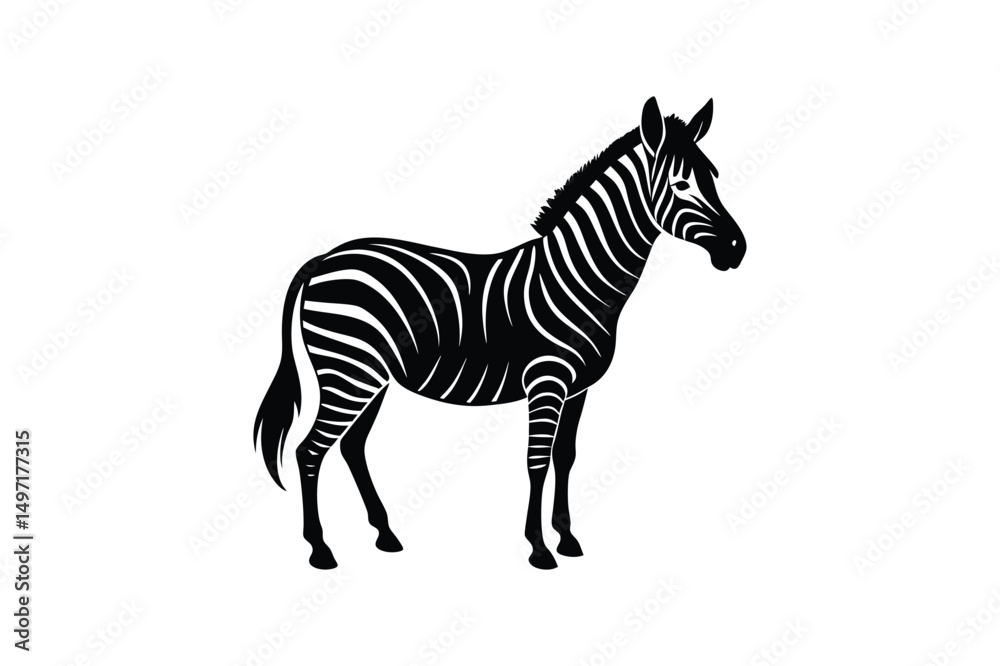 Obraz premium Zebra Silhouette Vector Art – Wildlife Animal Graphic in Black & White