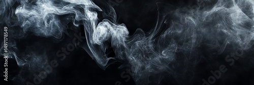 White Smoke Swirls Dark Background.