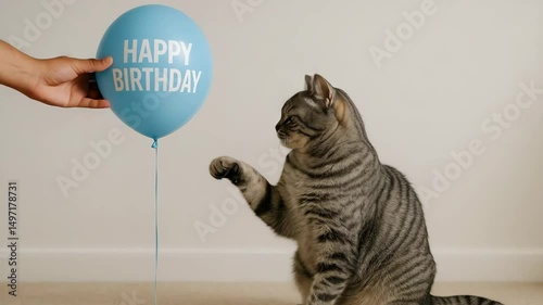 Cat Slaps Birthday Balloon for No Reason