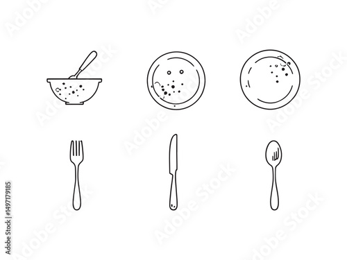 Dirty Dish Line Art Sketch