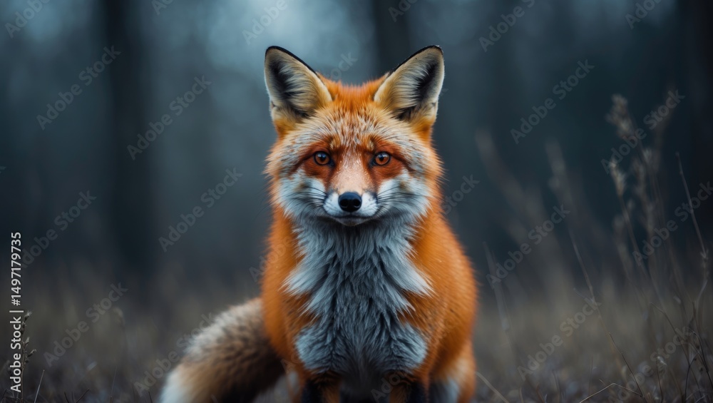 Fototapeta premium A fox standing outdoors with a blurred natural background. Animals and wildlife, nature, wildlife photography. The concept of foxes and wildlife nature.