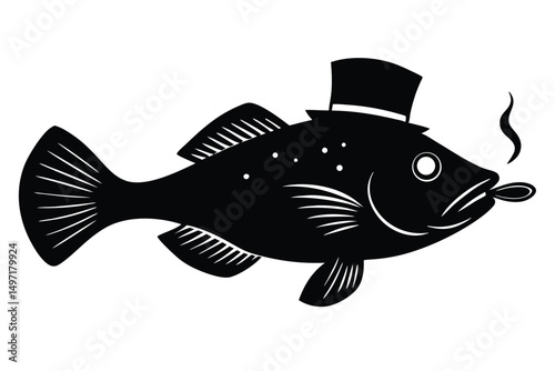 Fishing for a tropical carp: a vector illustration of an isolated marine animal