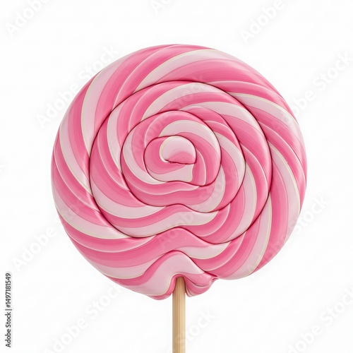 Wallpaper Mural Pink Swirl Lollipop on Stick Isolated on White Background Torontodigital.ca