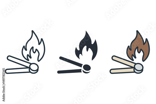 match icons isolated on White Background. Flat style design
