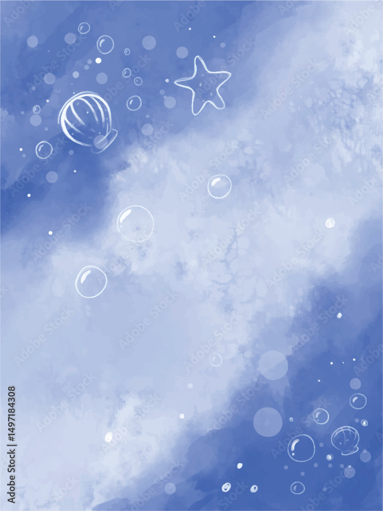 blue sea watercolor background illustration art