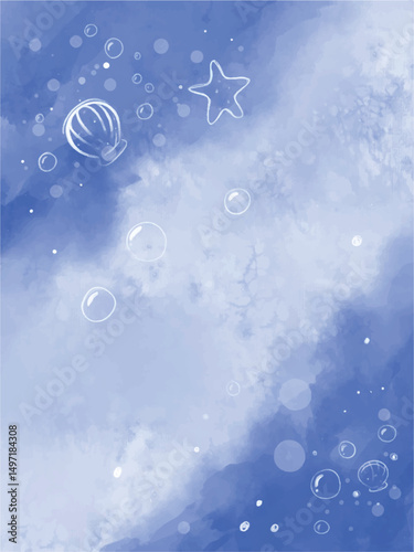 blue sea watercolor background illustration art