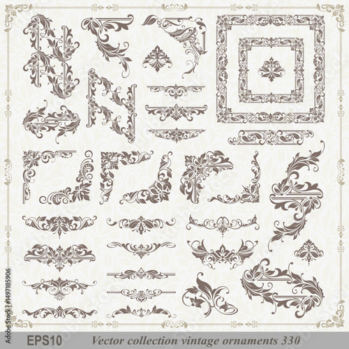 Vector Borders - Vintage Ornaments, Golden Frames, Elegant Clipart, EPS Corners for Scrapbooking, Invitations, Wedding Cards