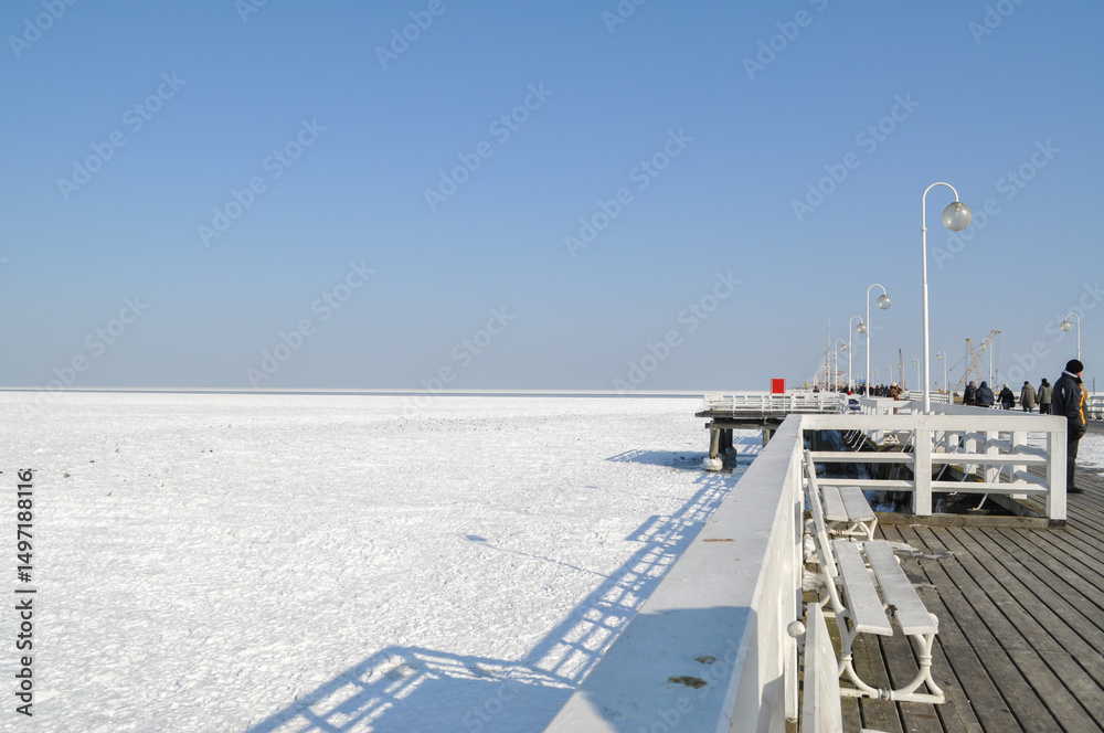 frozen baltic sea in winter ice and snow