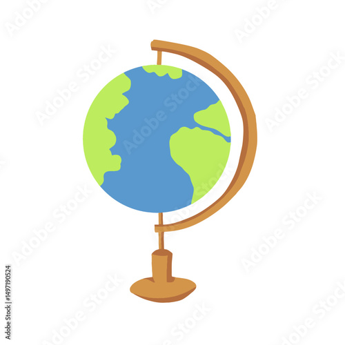 Hand drawn cartoon globe vector illustration. Sketch style earth graphic. Educational globe hand drawn icon