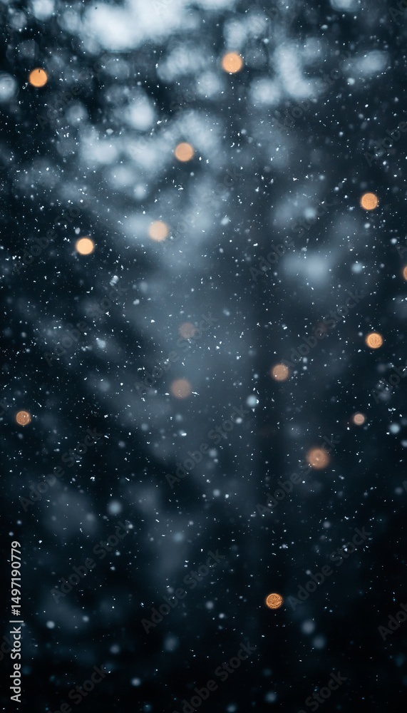 Obraz premium Abstract Winter Background, Beautiful Blue Christmas Lights Bokeh Effect, Festive Holiday Texture