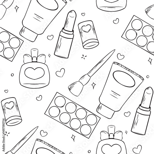 seamless pattern with make up objects item