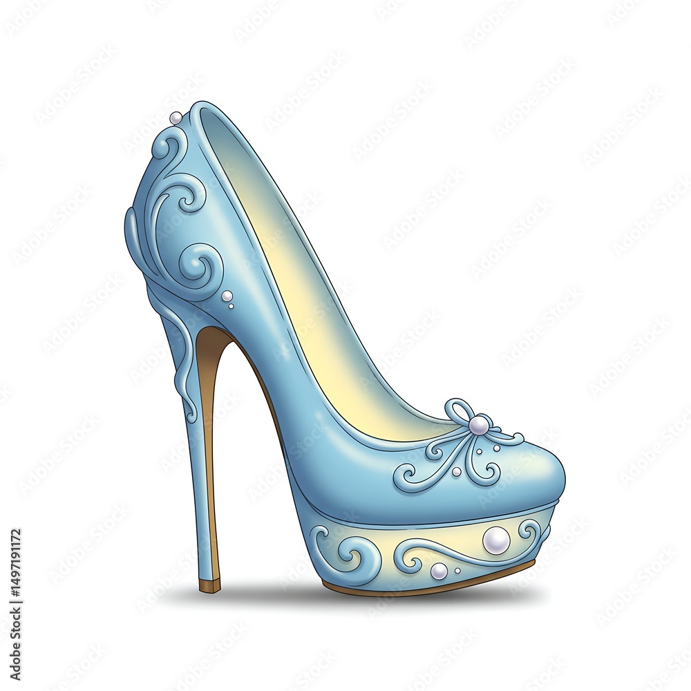 Obraz premium Cinderella's Glass Slipper Illustration: Elegant High Heel Shoe for Fairy Tale Concepts