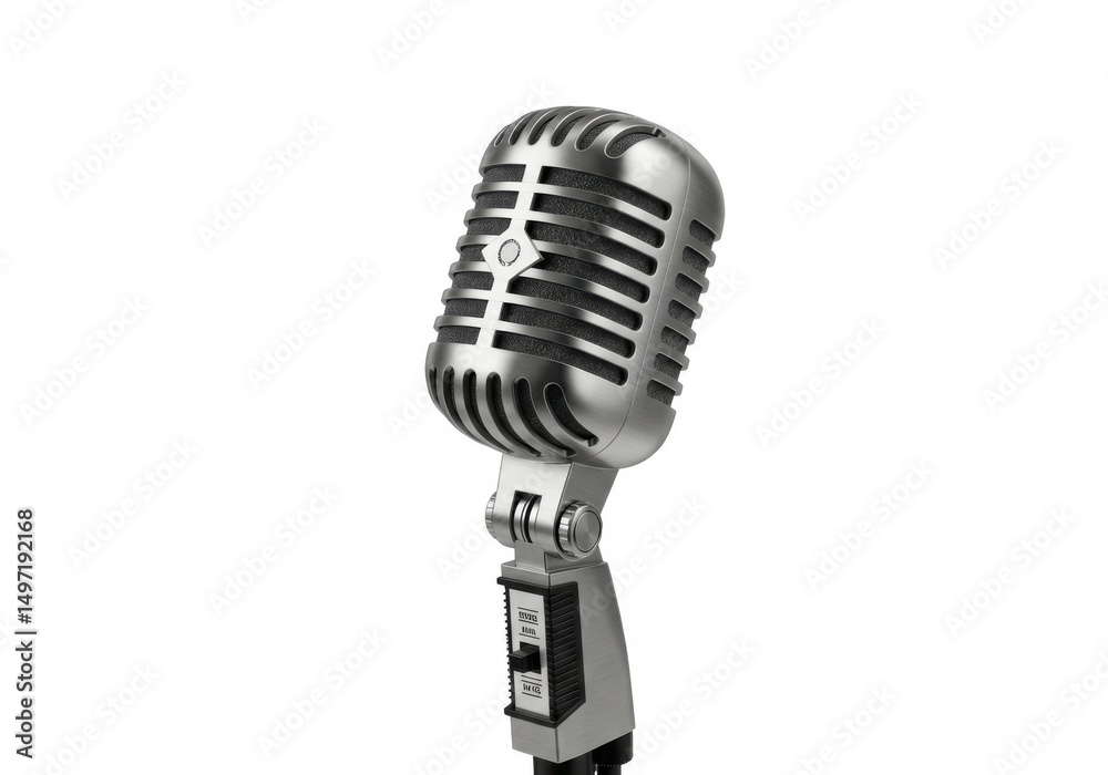 Fototapeta premium Classic microphone silver isolated on white background