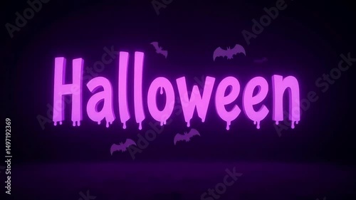 Spooky Halloween animated text with dripping effect and bats flying around for your festive projects