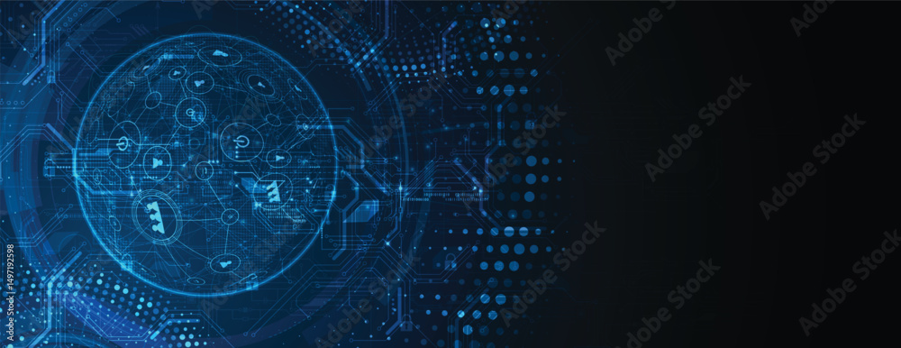 Obraz premium Abstract neon high technology and science background
