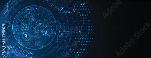 Abstract neon high technology and science background