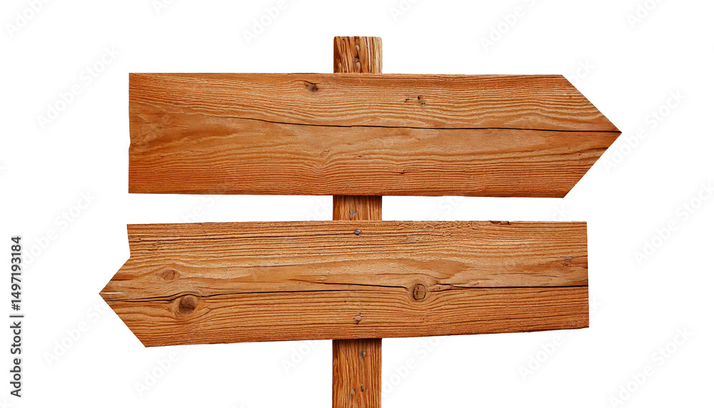 Fototapeta premium Selective focus wooden sign pole isolated on transparent or white background