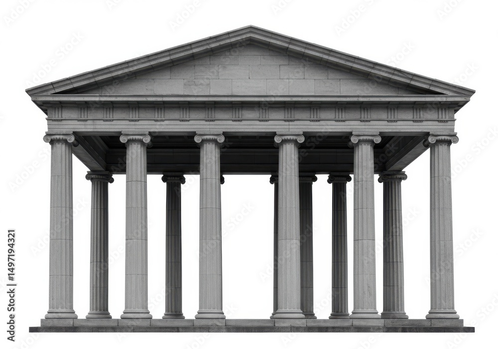 Obraz premium Temple with columns isolated on white background
