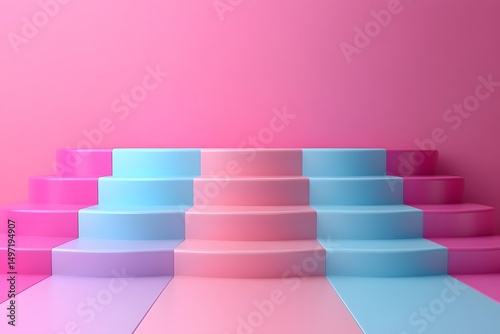 Playful Steps of Pink and Blue in a Pastel Setting