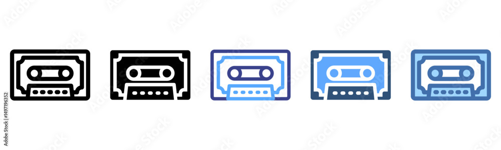 Obraz premium Cassette Tape icon sheet multi style collection