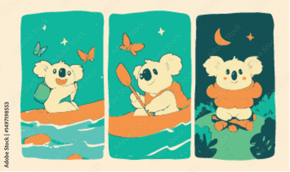 Cute Koala Adventures in Nature Illustrations for Various Uses