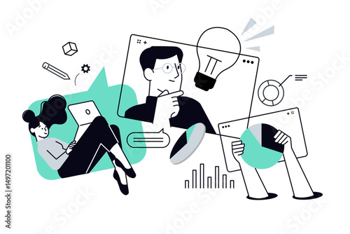 Project development. Vector illustration for web banner, social media banner, business presentation, marketing material.
