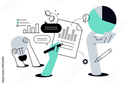 Business plan. Vector illustration for web banner, social media banner, business presentation, marketing material.
