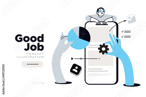 Good job. Vector illustration for website page design, web banner, social media banner, business presentation, marketing material.