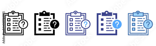 Questionnaire icon sheet multi style collection