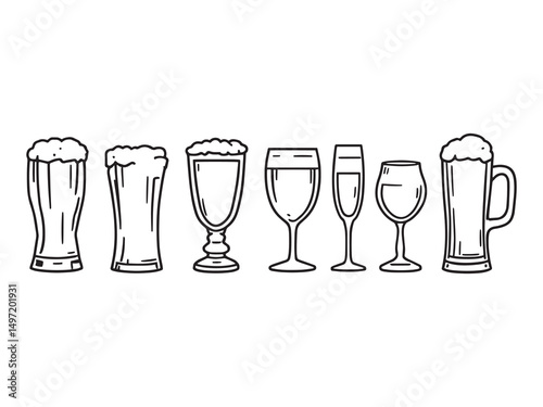 Beer Glass Minimalist Line Art