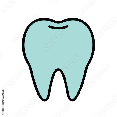 Tooth Icon on White Background – Dental Care and Oral Health Vector Illustration