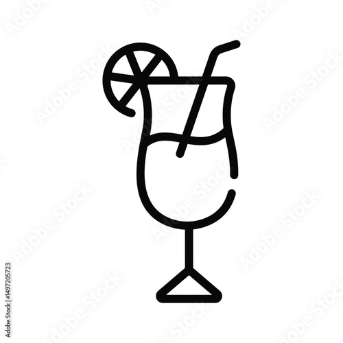 Visually appealing linear icon of cocktail drink